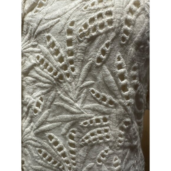 Free People Daniella Cotton Eyelet Mini Dress Puff Sleeve Button Front 8 - Picture 6 of 11